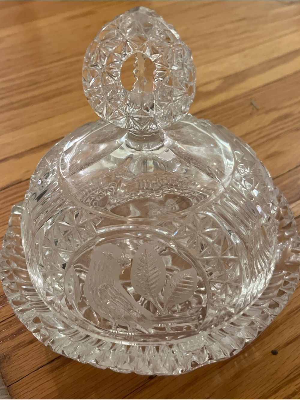 VTG Hofbauer Crystal The Byrdes Collection Dome Lid Cheese Or Butter Dish